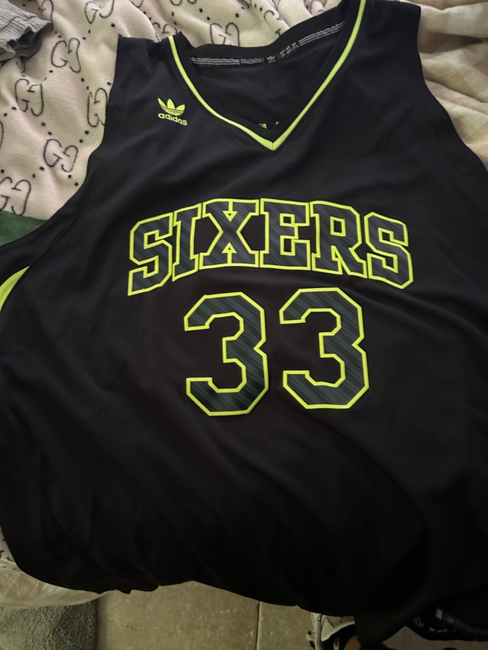 adidas Black Basketball Jersey with Neon Yellow Accents